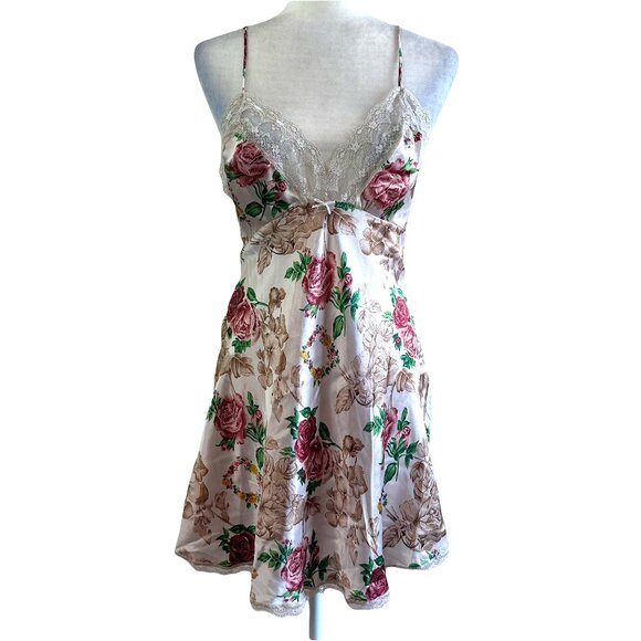 Circa 2000s Vtg Beige Floral Night gown Matching Robe Set Women's L - Picture 1 of 8